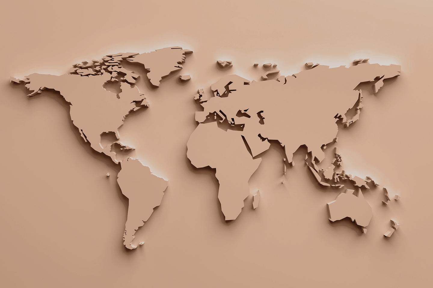 Ansicht der Weltkarte in brauner Farbe
